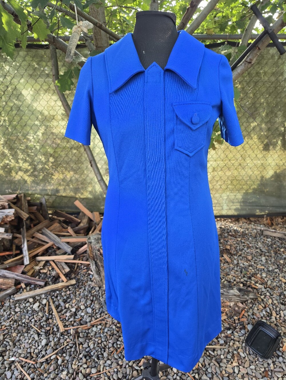 Vtg 60's VFW Auxuliary Uniform Shift Dress Mod Space Age Minimalist Military